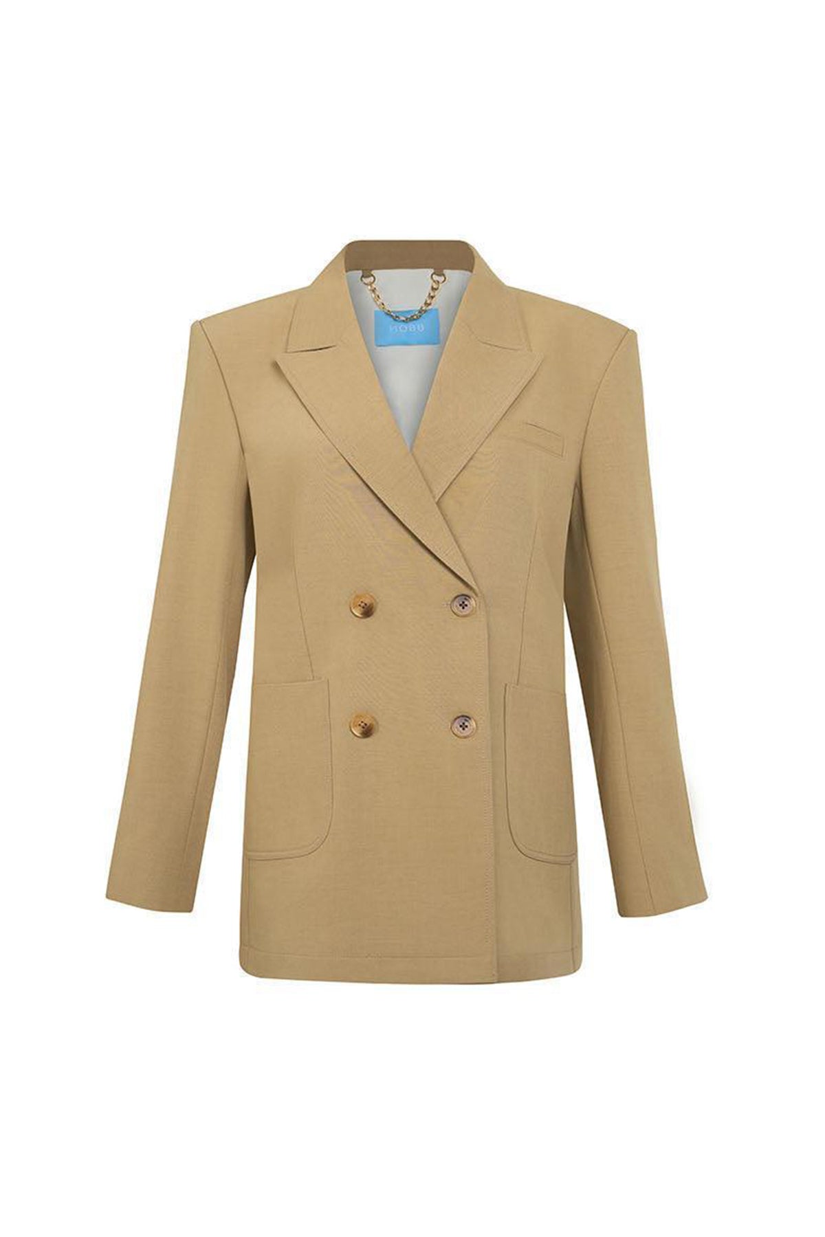 Beverly Straight Peak Lapel Twill Blazer