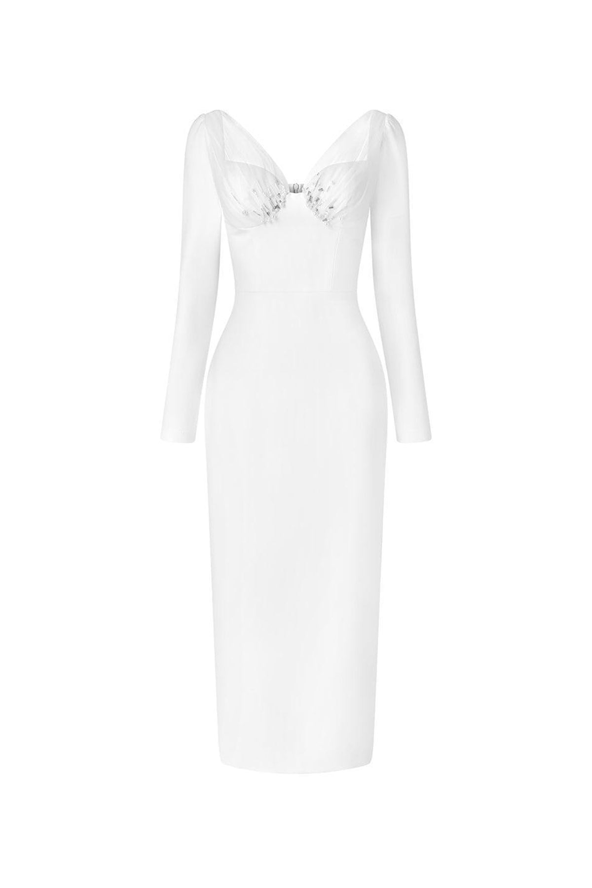Lavish Sheath Long Sleeved Cotton Midi Dress