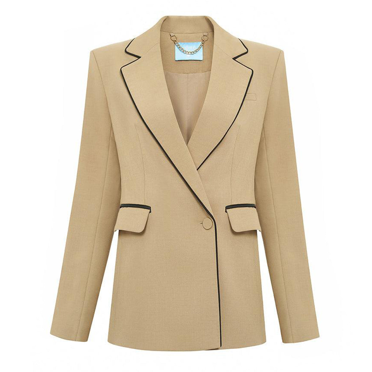 Beatrix Straight Notch Lapel Twill Blazer