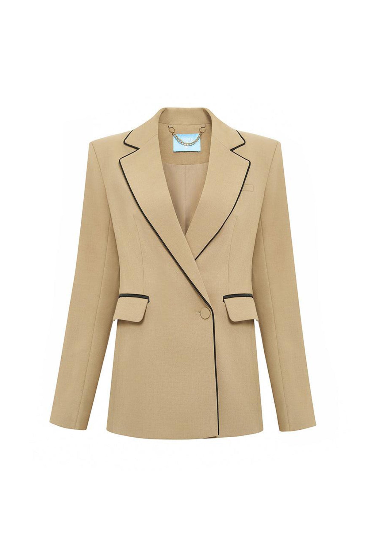 Beatrix Straight Notch Lapel Twill Blazer
