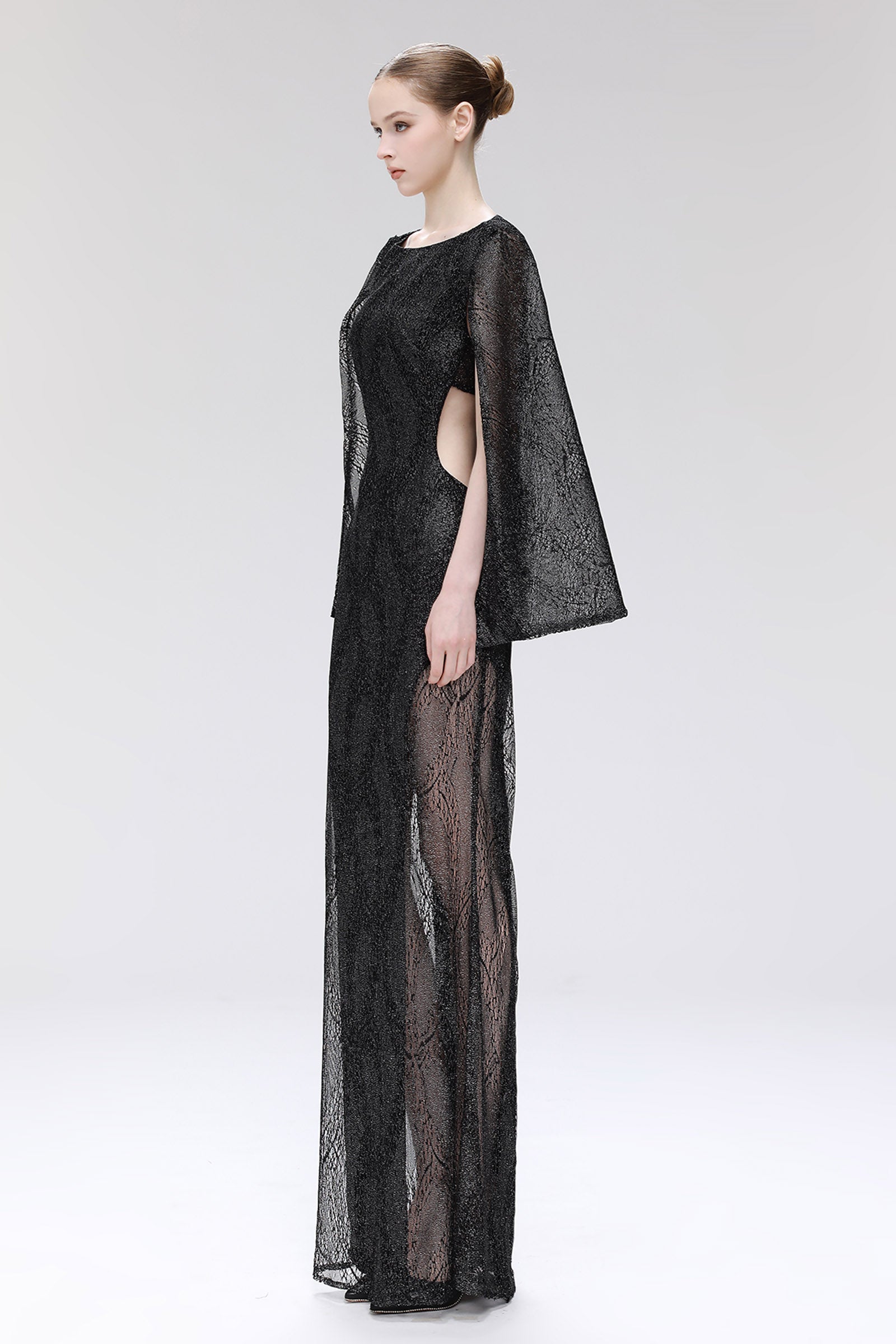 Sage Cape Sleeve Maxi Dress