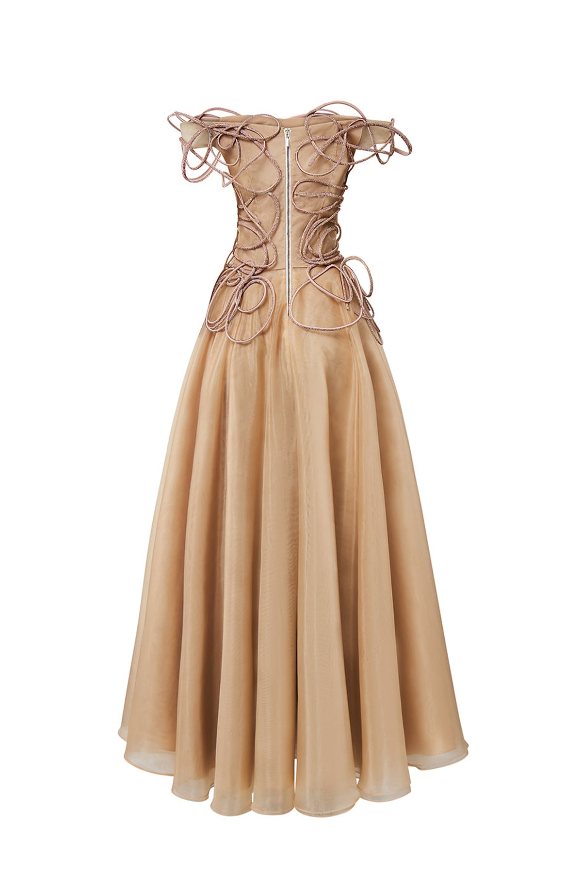 Julissa A-line Off-Shoulder Mesh Floor Length Dress