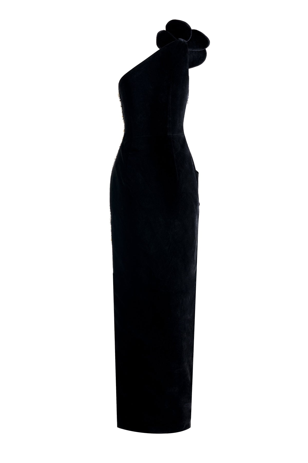 Diana Asymmetric Draped Velvet Maxi Dress