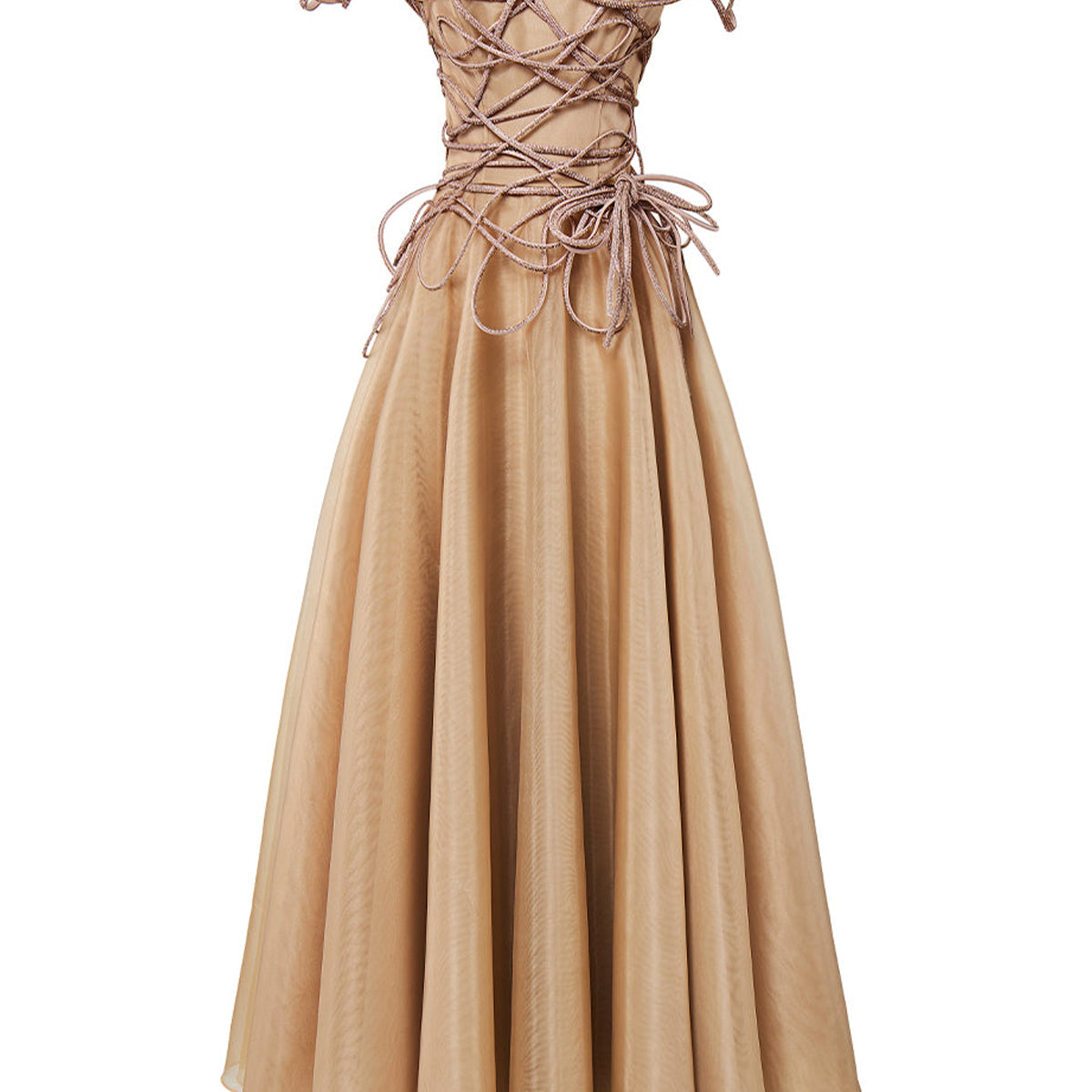 Julissa A-line Off-Shoulder Mesh Floor Length Dress