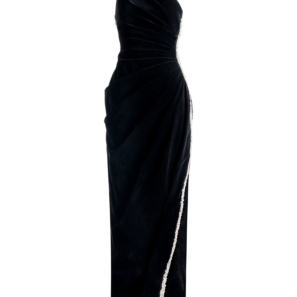 Diana Asymmetric Draped Velvet Maxi Dress