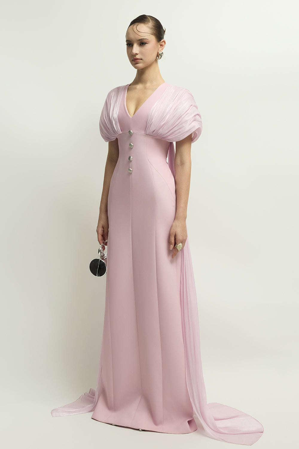 Women's Lille Puff Sleeve Draped Maxi Dress S/M/L/XL/XXL/Customize Dusty Pink MEAN BLVD Women's Lille Puff Sleeve Draped Maxi Dress S/M/L/XL/XXL/Customize Dusty Pink MEAN BLVD