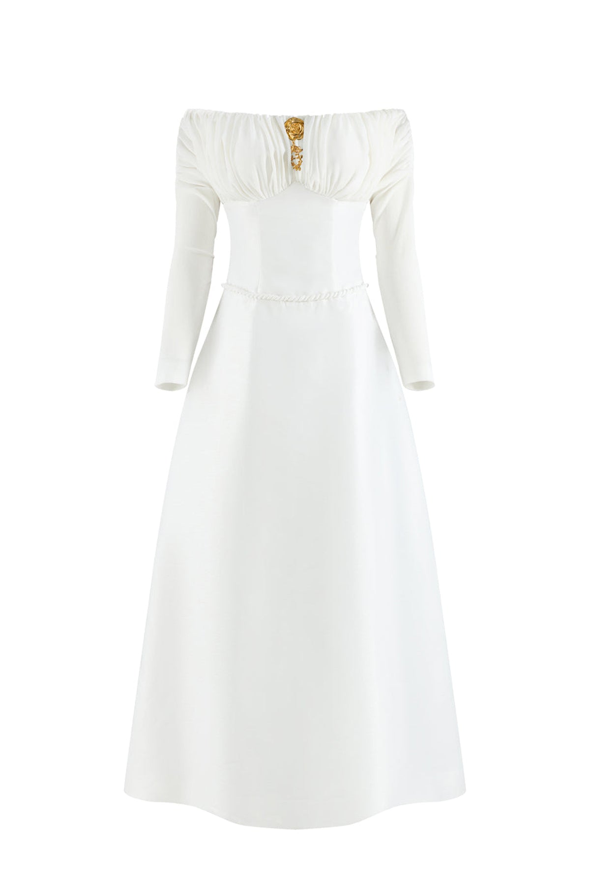Jasera A-line Off-Shoulder Taffeta Midi Dress