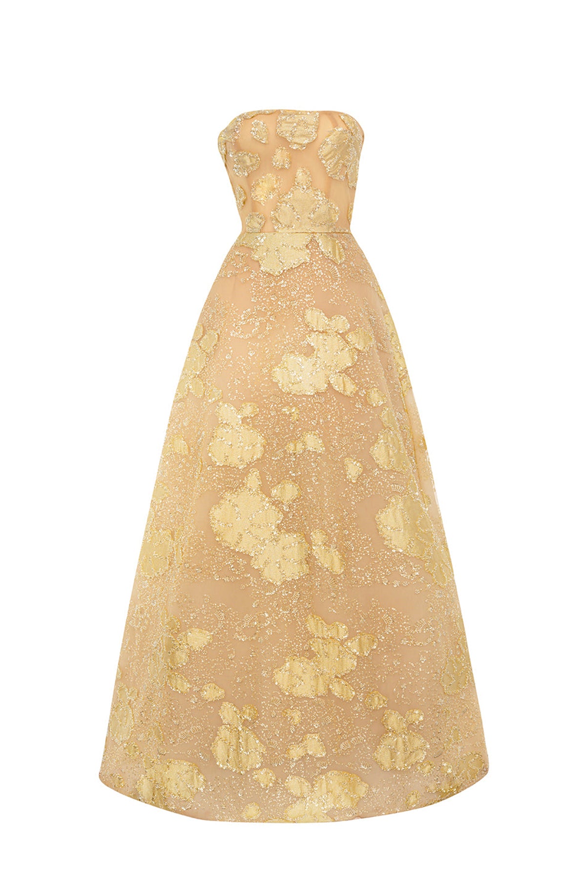 Denisse A-line Straight Across Neck Polyester Floor Length Dress
