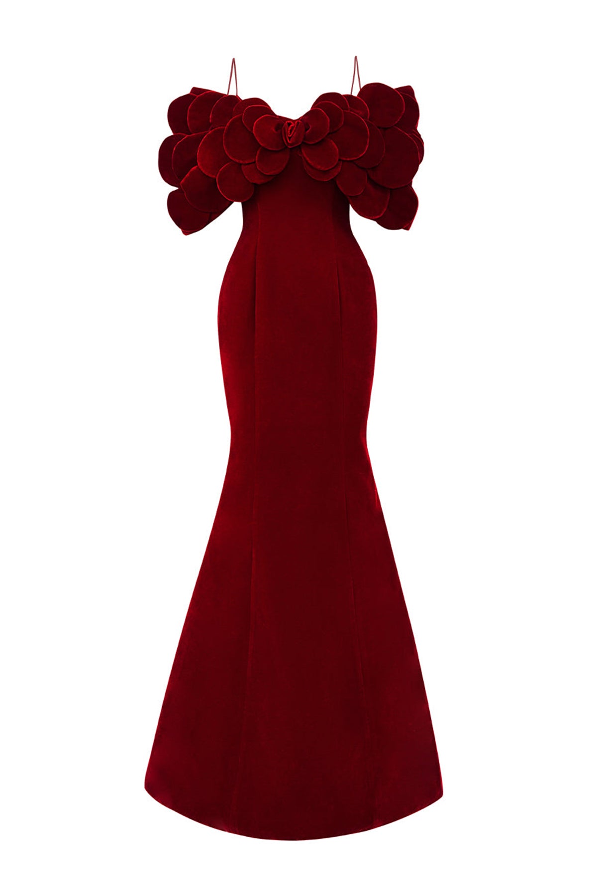 Dawson Trumpet Cold Shoulder Sleeved Polyester Floor Length Dress