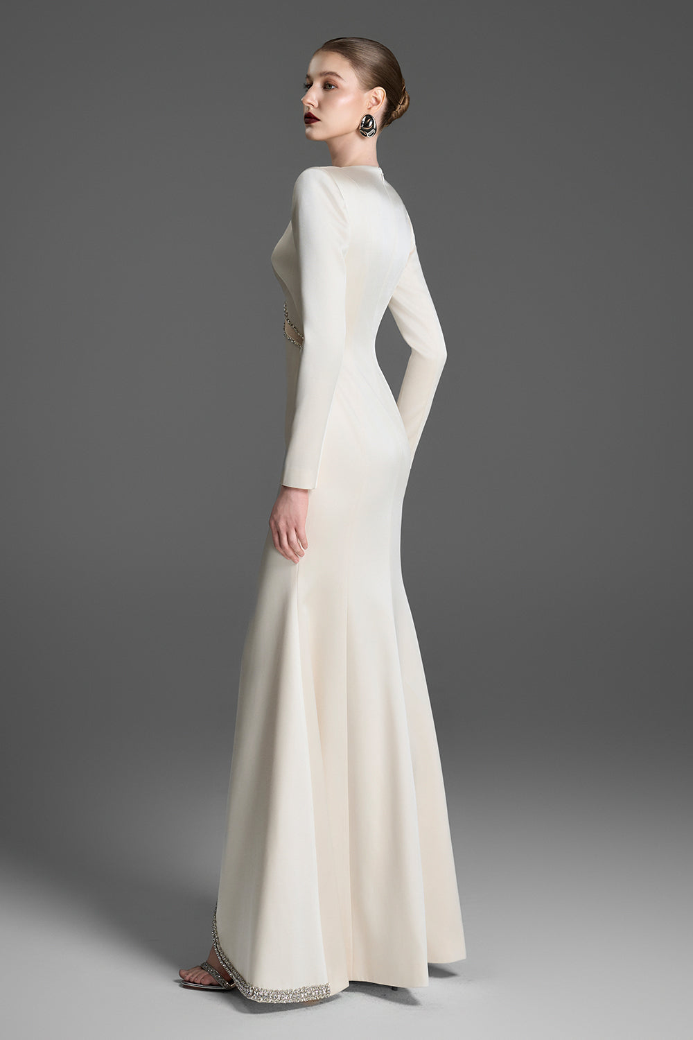 Maja Boat Neck Rhinestone Maxi Dress