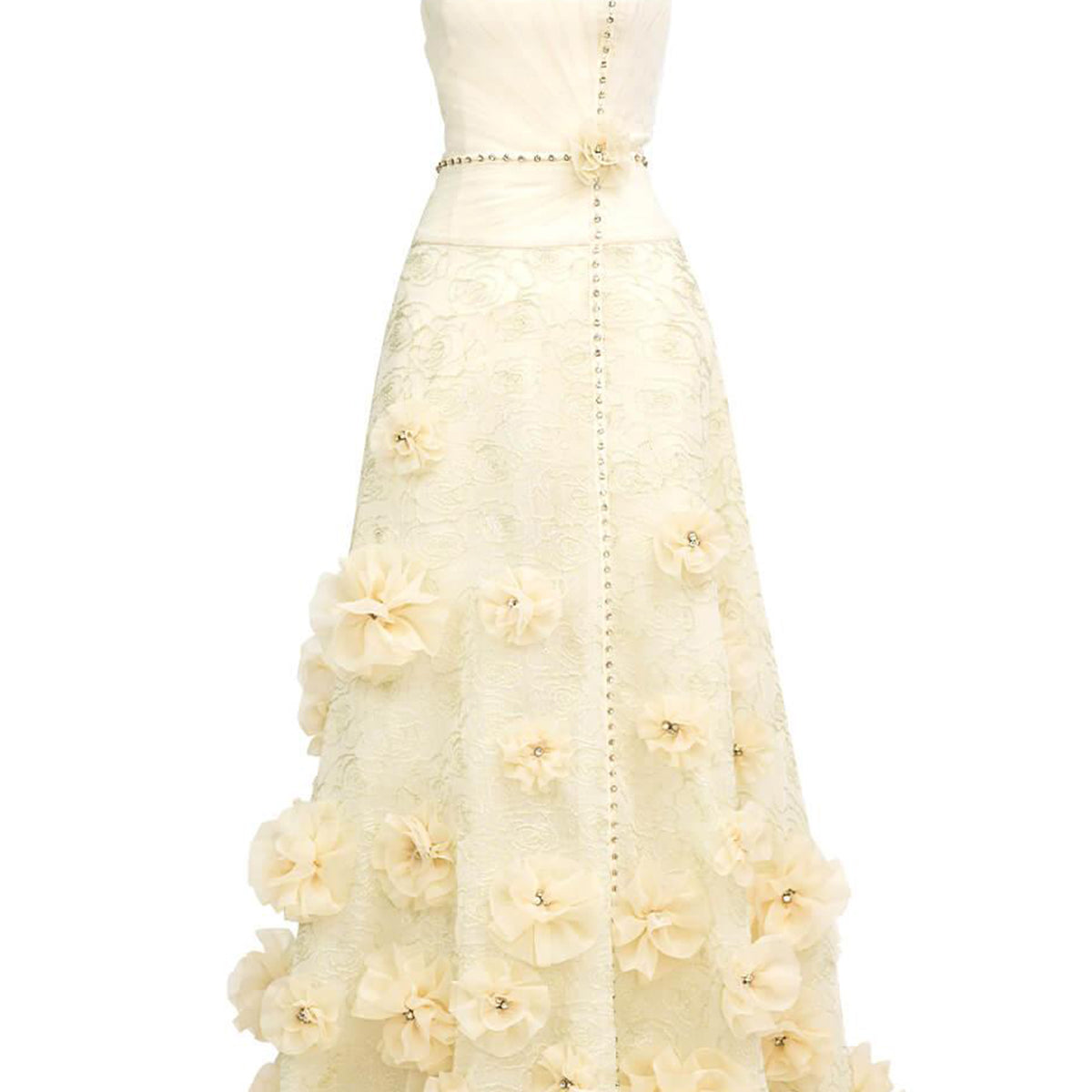 Dangelo Strapless Flower Applique Polyester Floor Length Dress