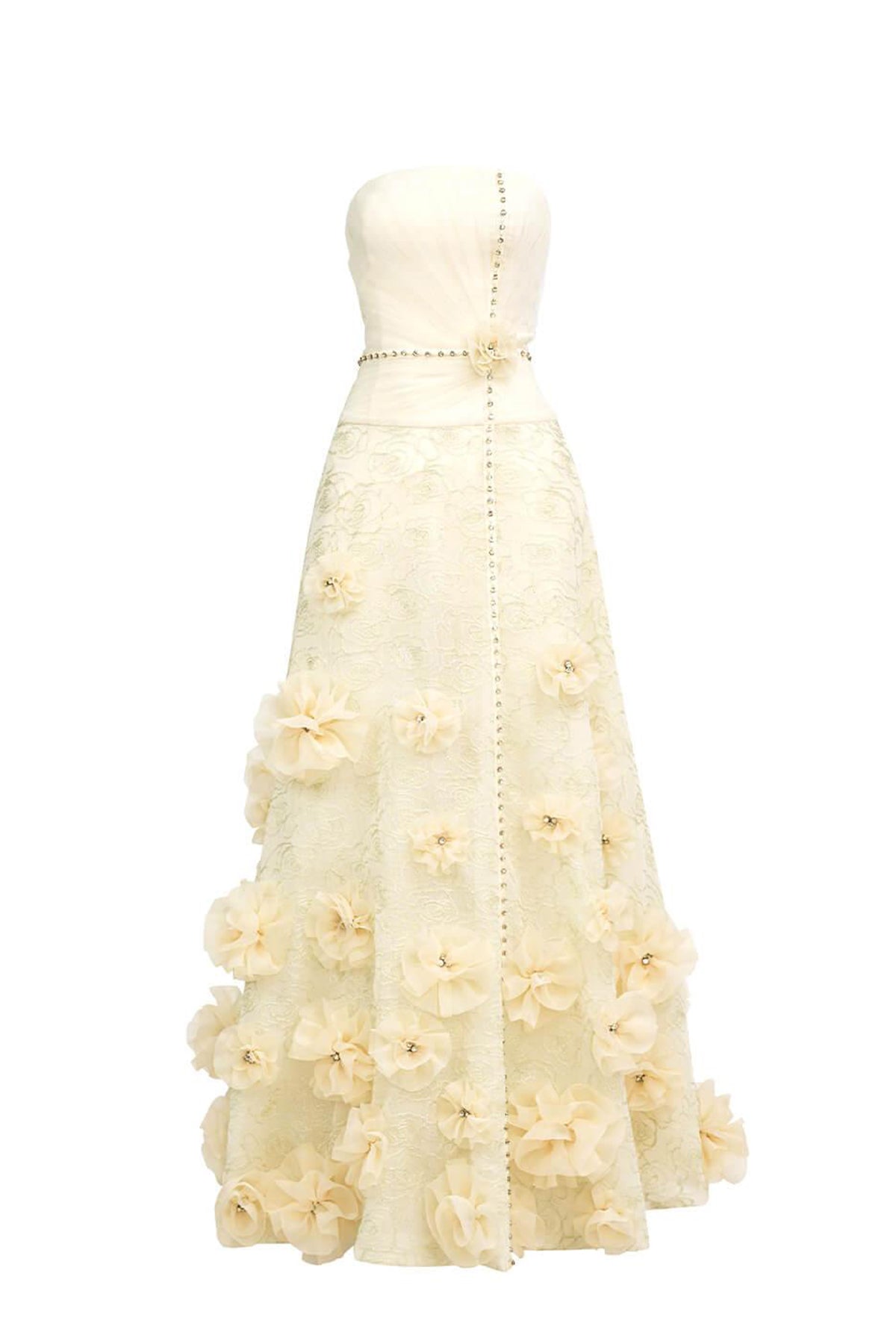Dangelo Strapless Flower Applique Polyester Floor Length Dress