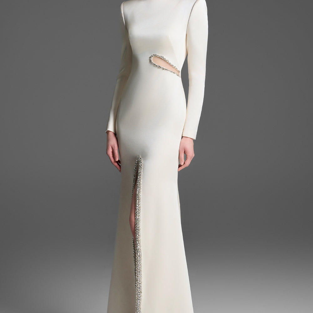 Maja Boat Neck Rhinestone Maxi Dress