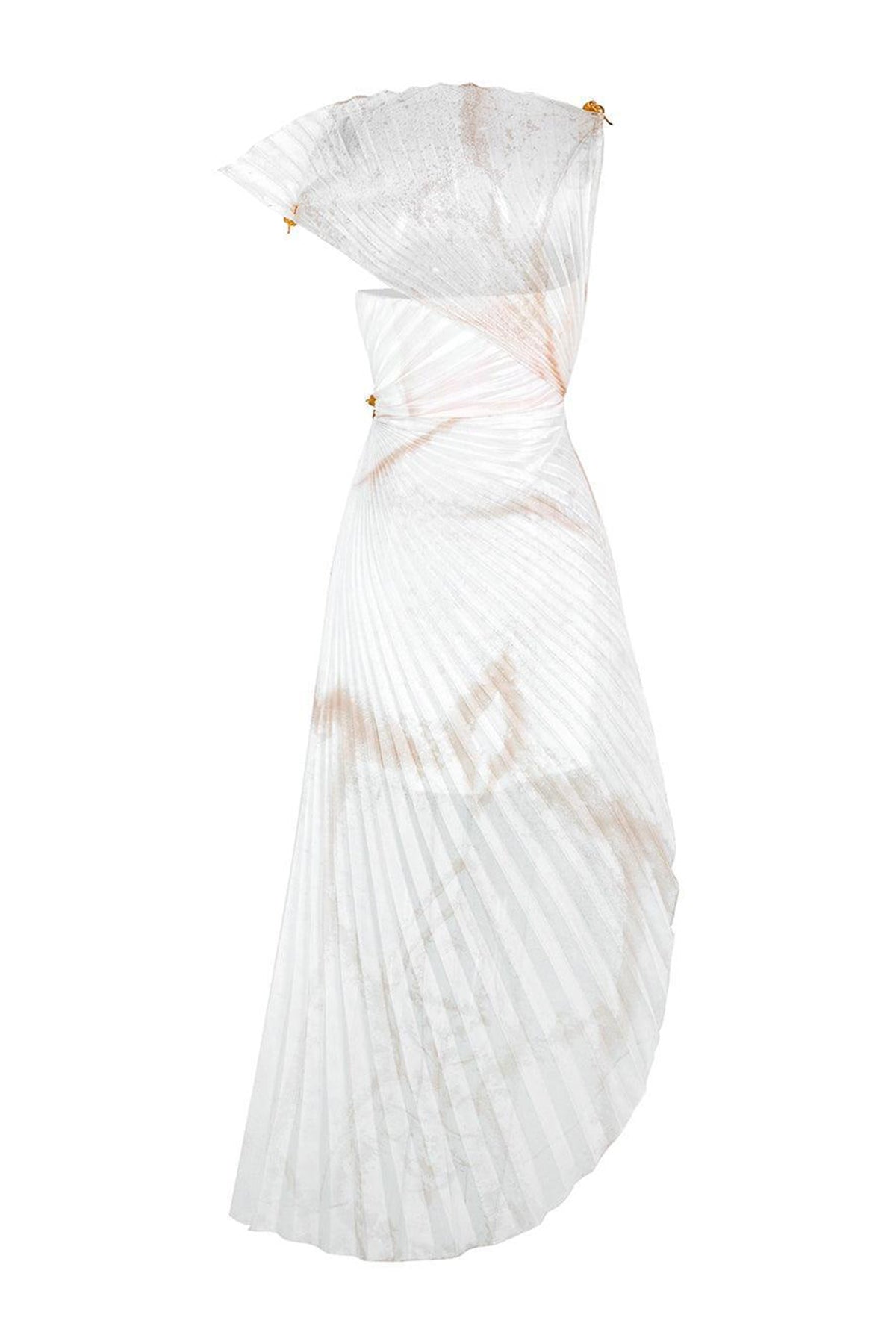 Isabella Asymmetric Pleated Organza Ankle Length Dress