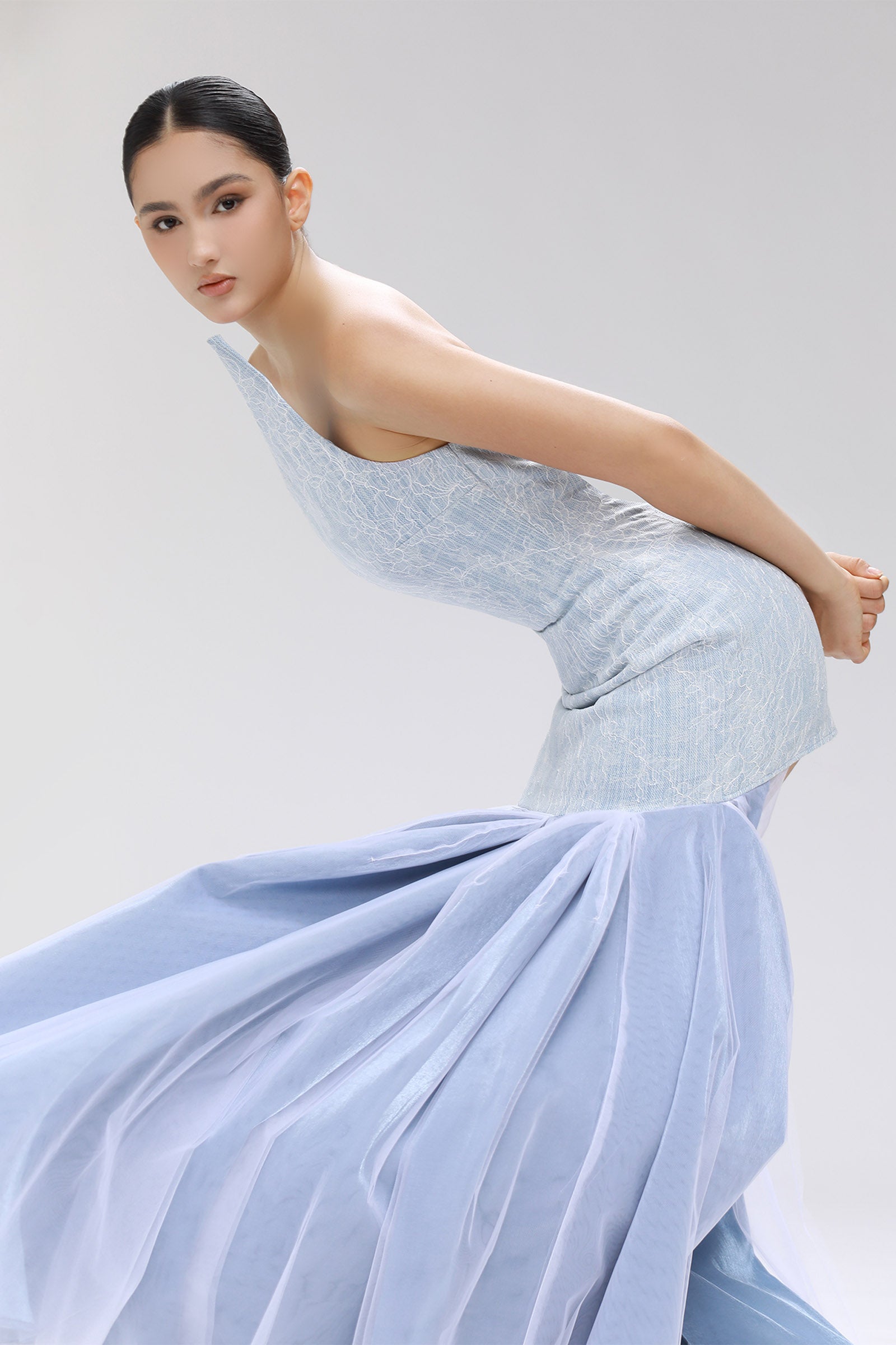 Azure Pleated Maxi Dress