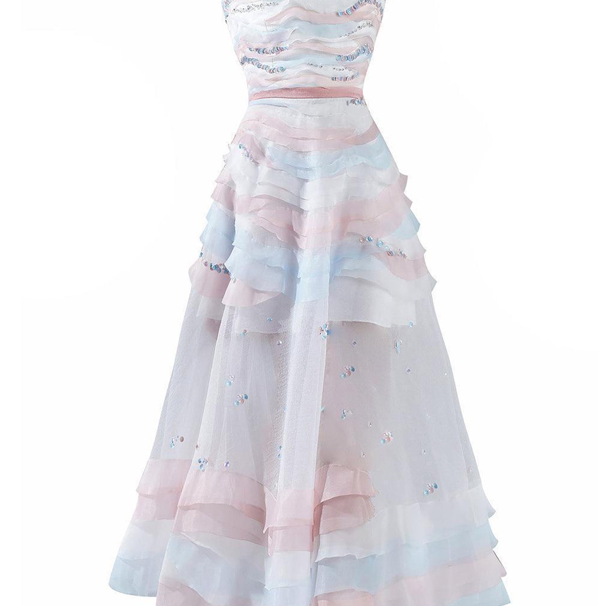 Dallas Strapless Layered Organza Midi Dress