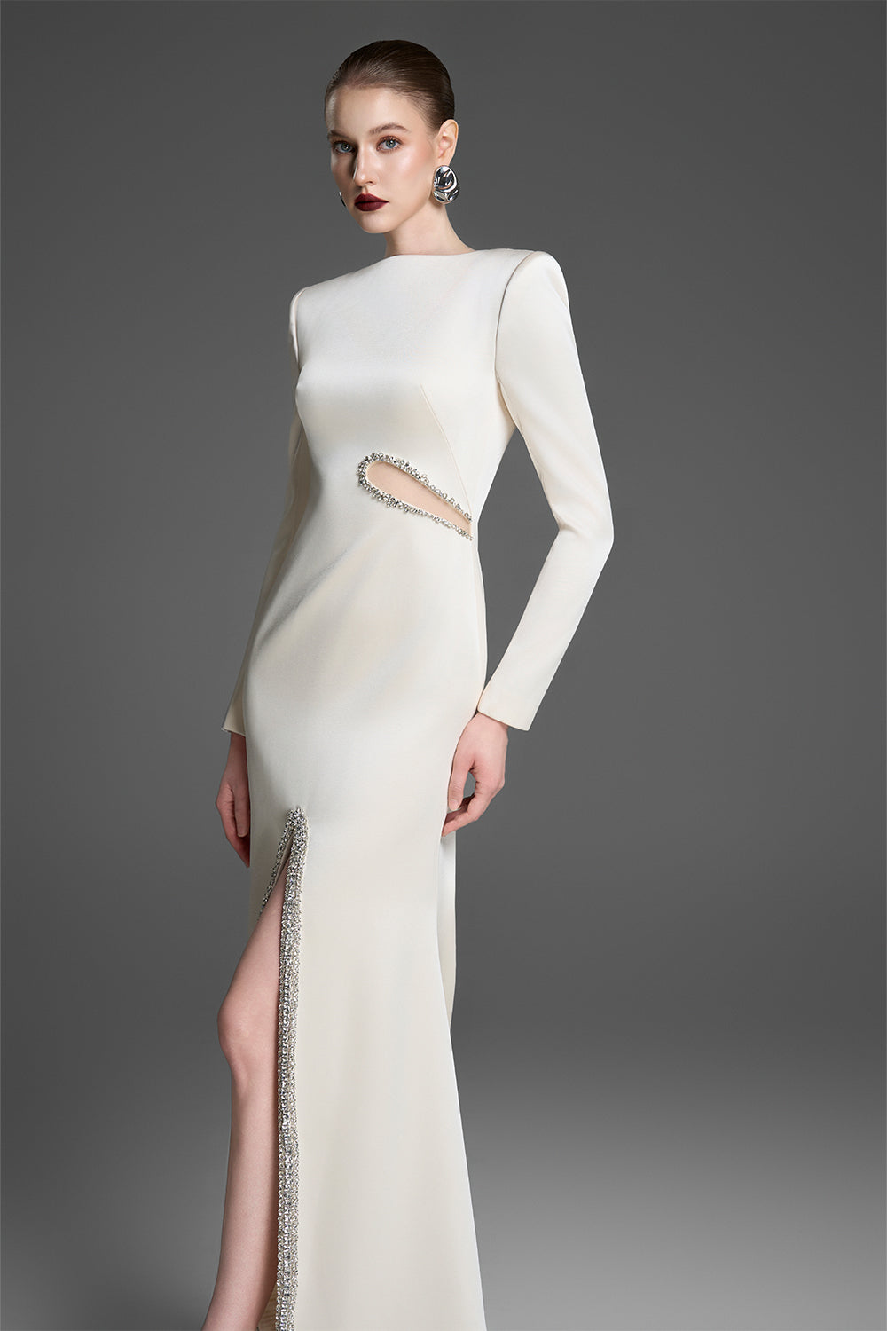 Maja Boat Neck Rhinestone Maxi Dress