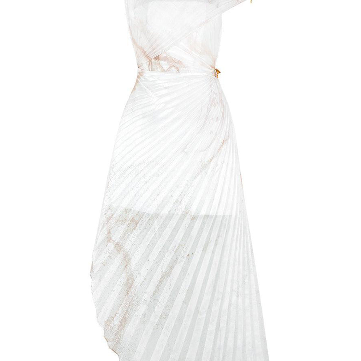 Isabella Asymmetric Pleated Organza Ankle Length Dress