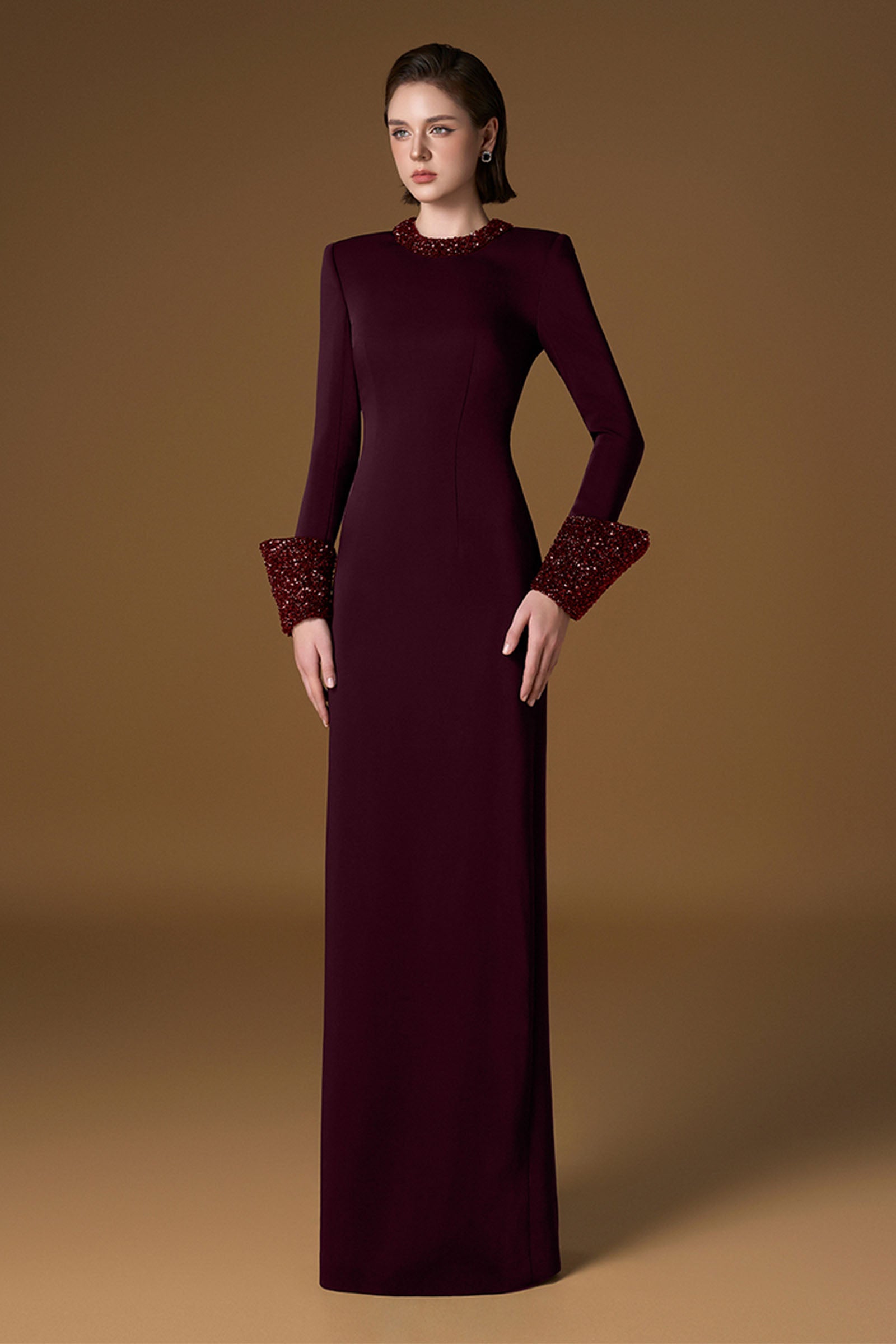 Vaela Cuff Sleeve Maxi Dress