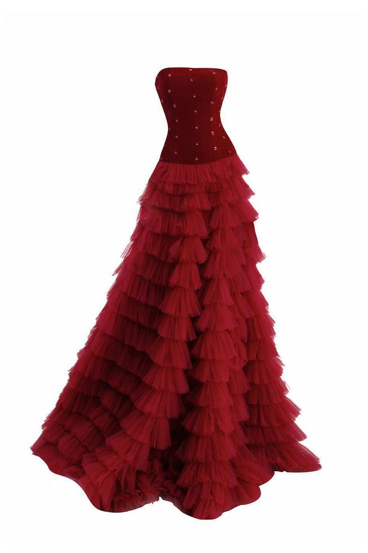 Cuevas Ball Gown Ruffle Layer Mesh Silk Floor Length Dress