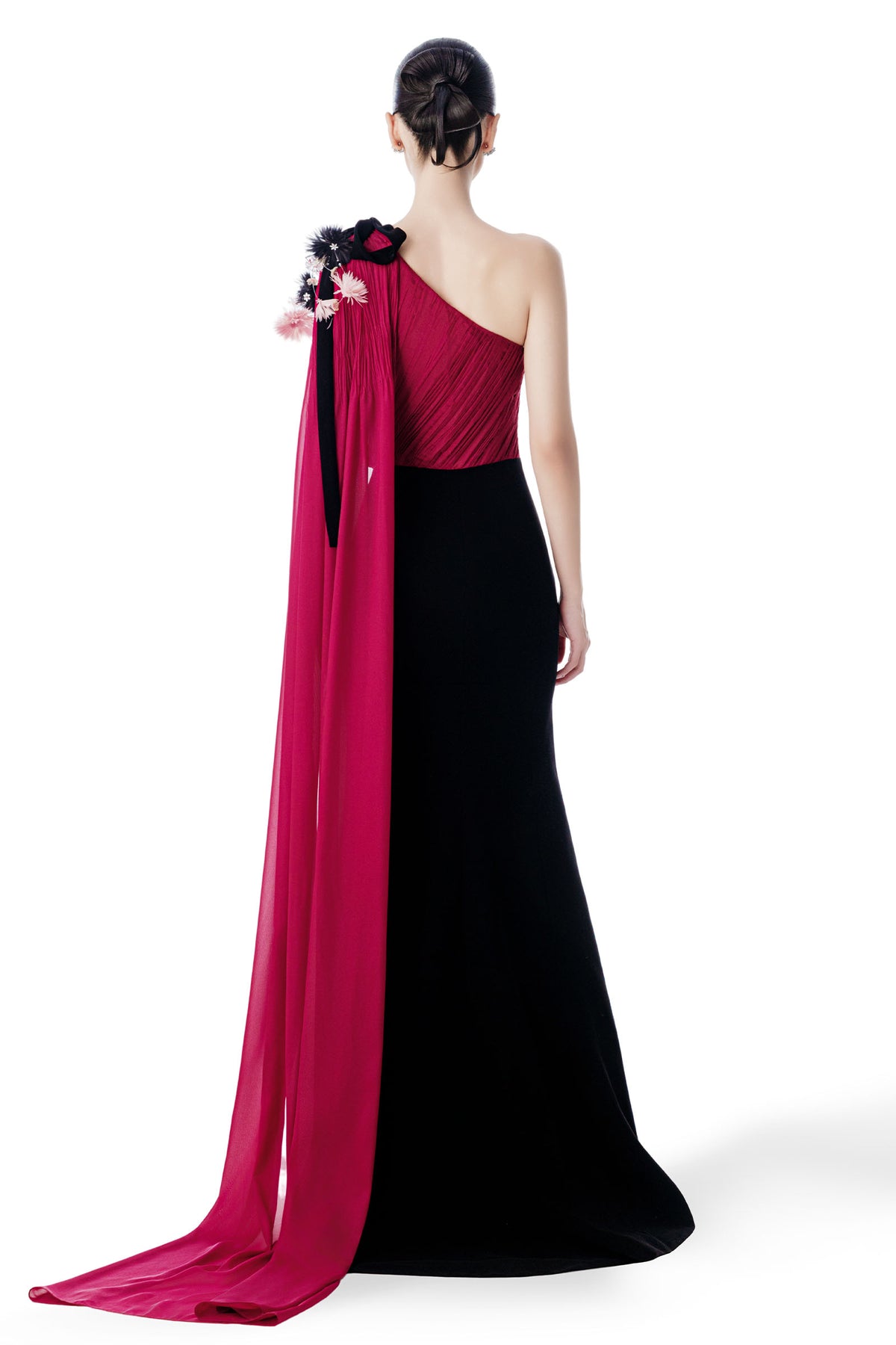 Crimson Draped Maxi Dress
