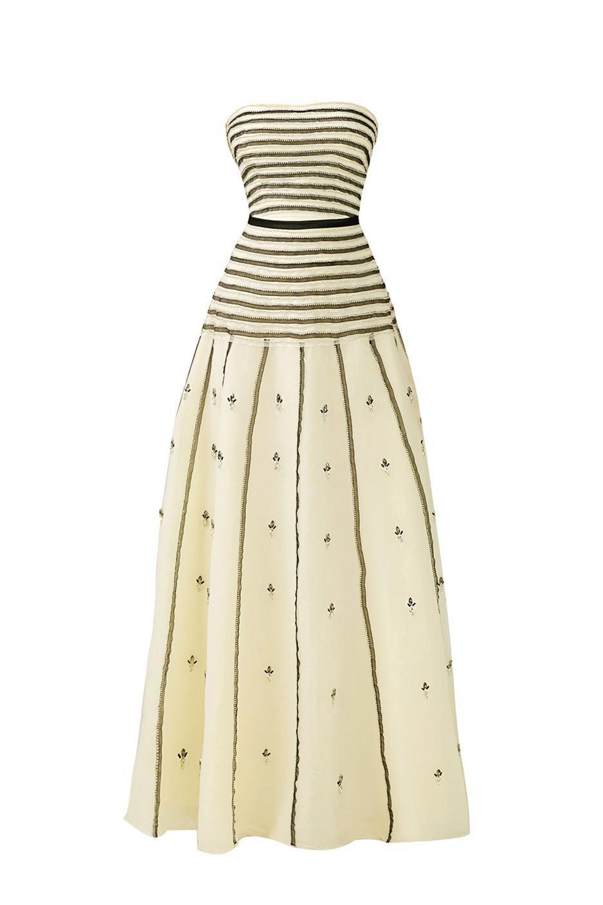 Cline Strapless Stone Organza Floor Length Dress