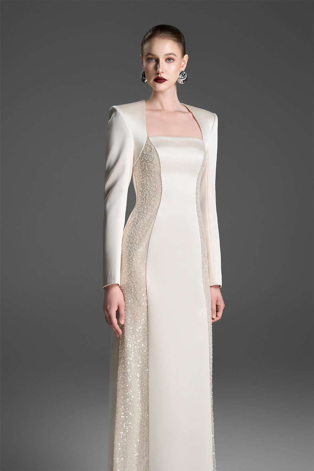 Women's Alina Square Neck Sequin Maxi Dress XXS/XS/S/M/L/XL/XXL/Customize Cream MEAN BLVD Women's Alina Square Neck Sequin Maxi Dress XXS/XS/S/M/L/XL/XXL/Customize Cream MEAN BLVD