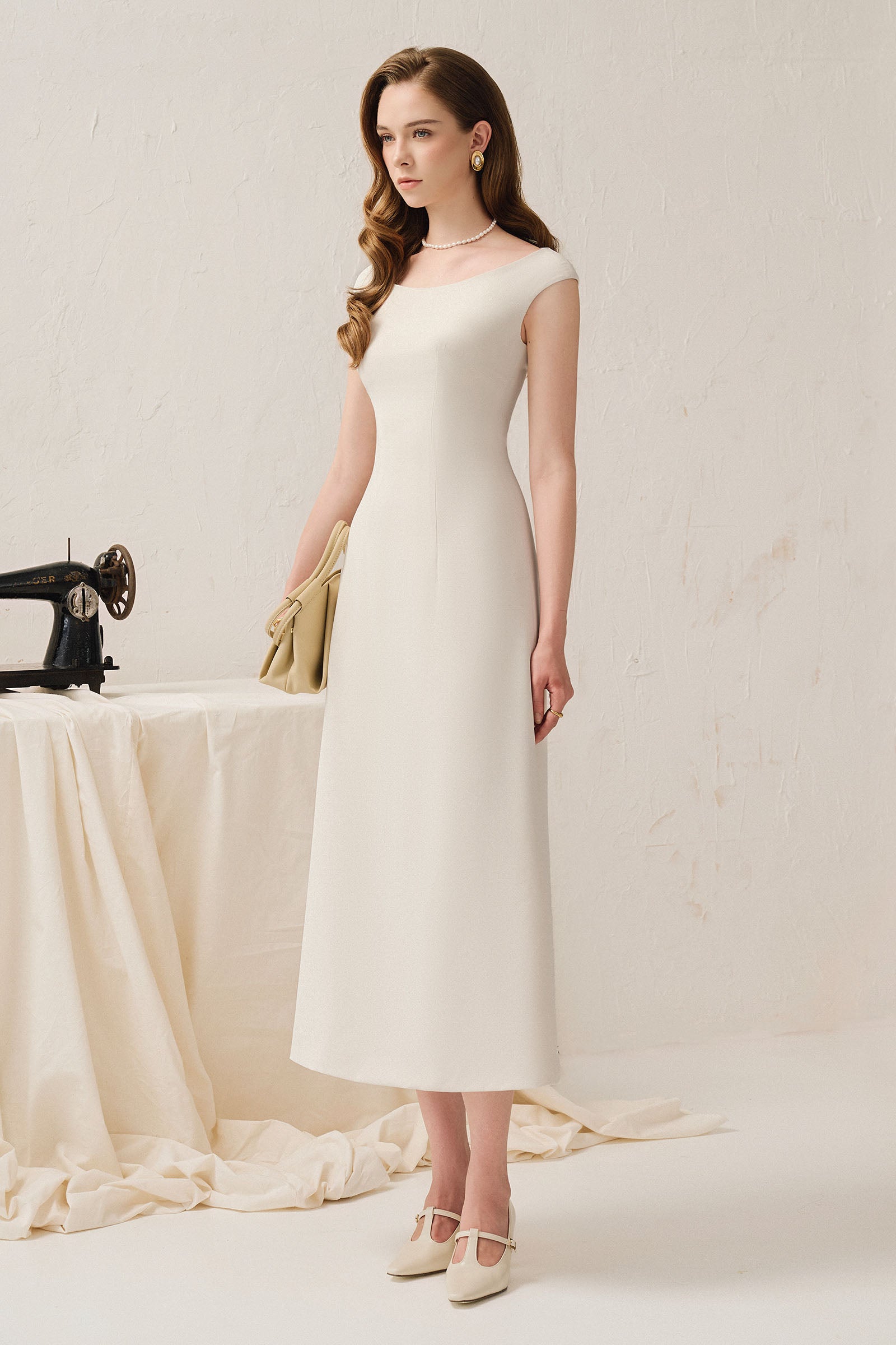 Solvie Boat Neck Midi Dress