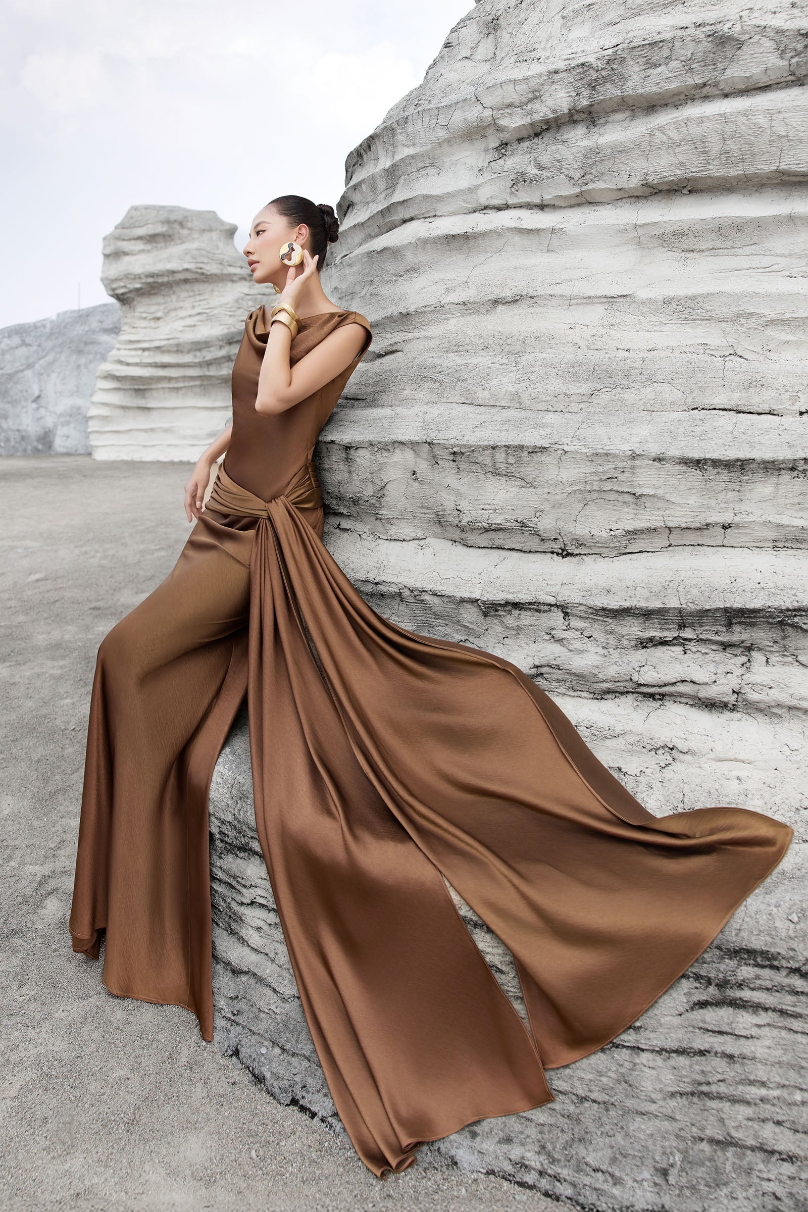Bronzea Cowl Maxi Dress