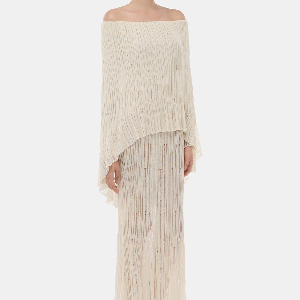 Theodora Off-Shoulder Pleated Midi Dress