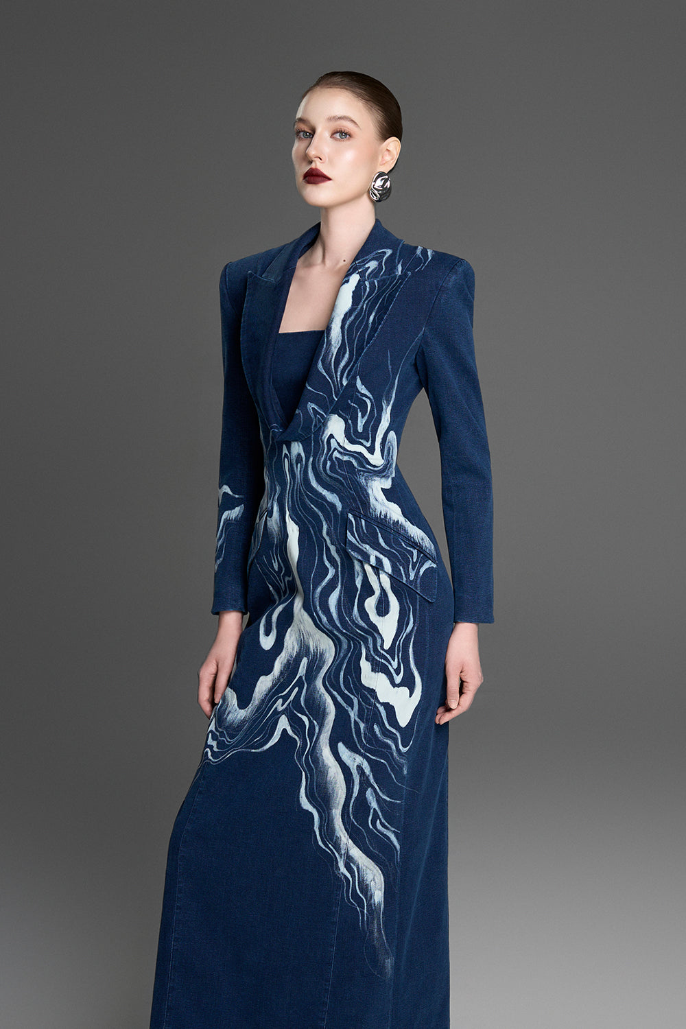 Elvira Sheath Denim Maxi Dress Blue Opal / M