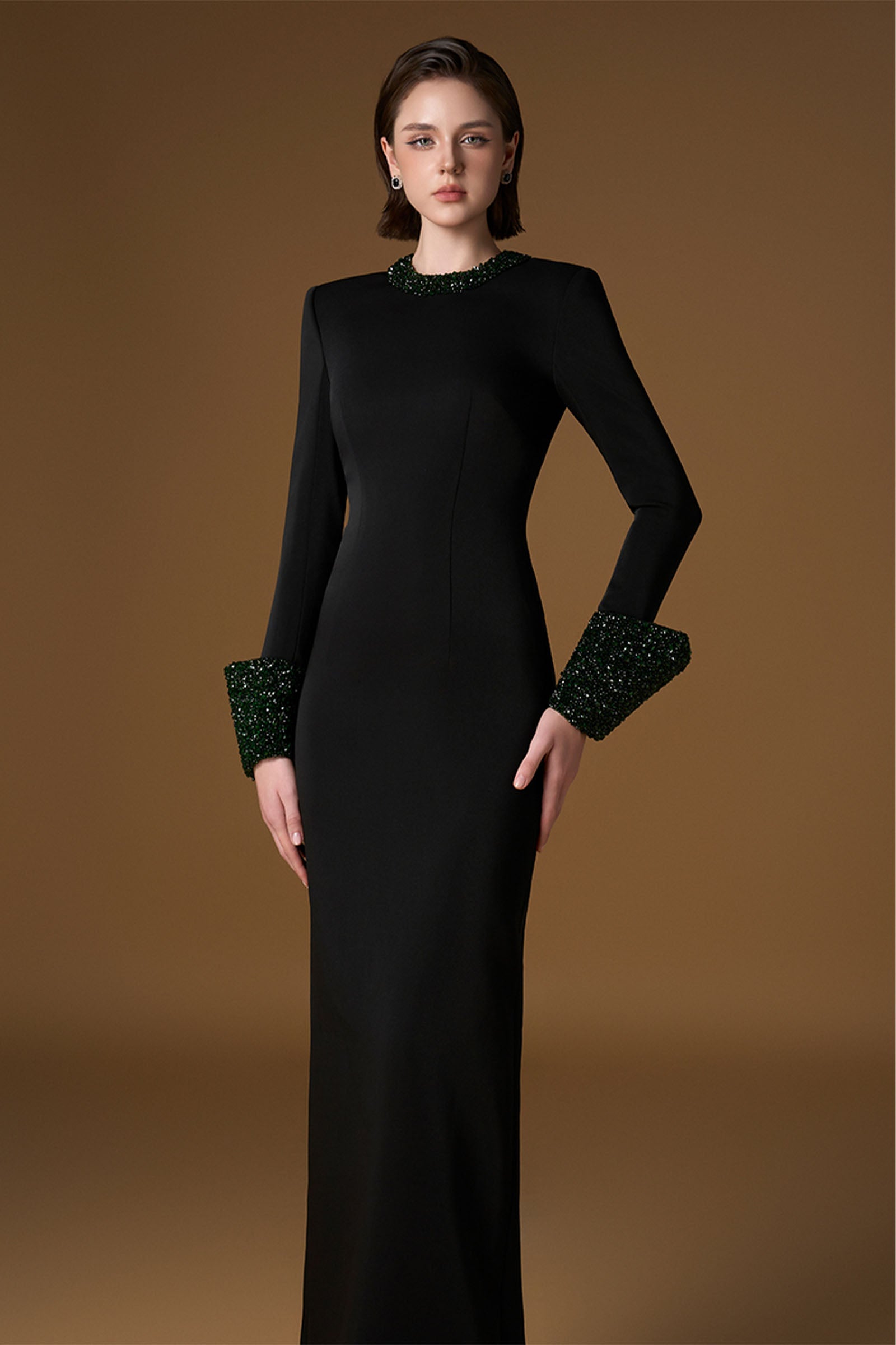 Vaela Cuff Sleeve Maxi Dress