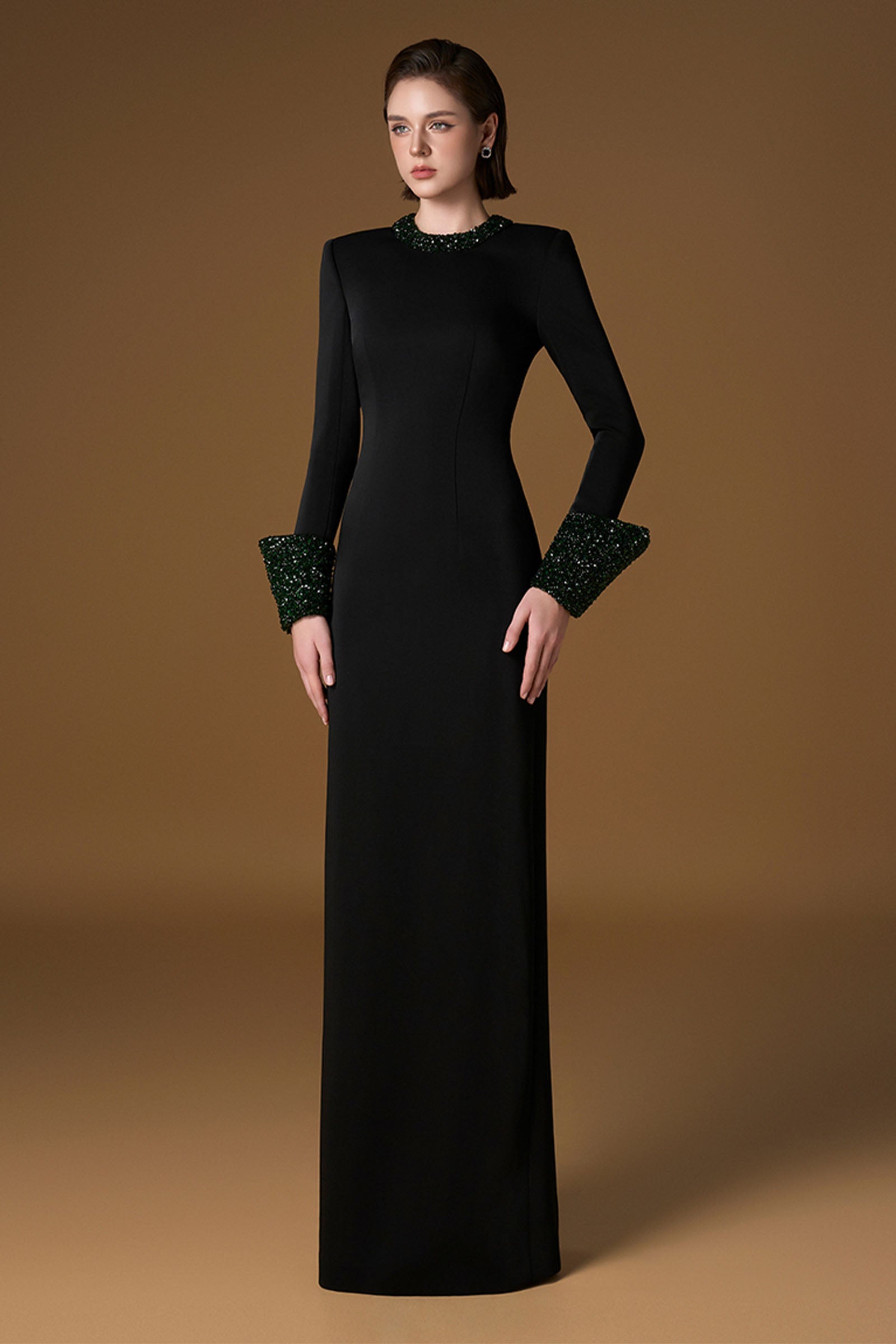 Vaela Cuff Sleeve Maxi Dress