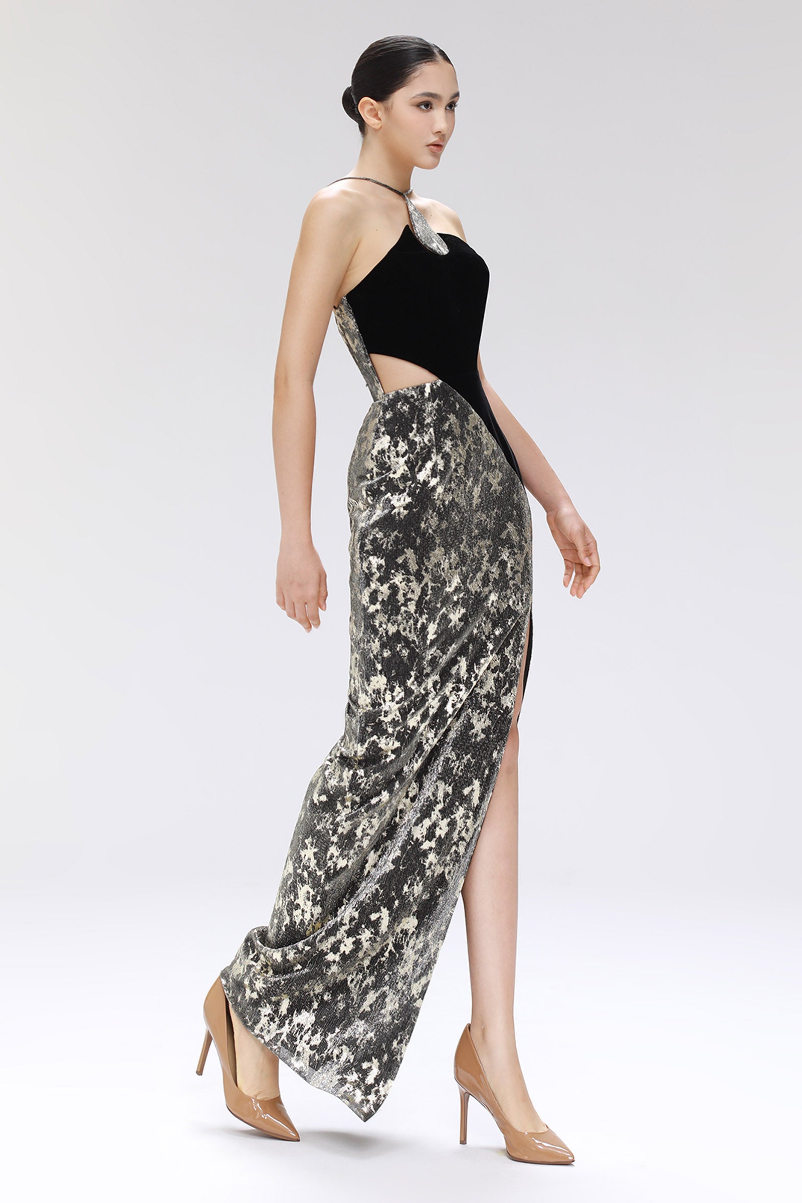 Scintilli Halter Maxi Dress