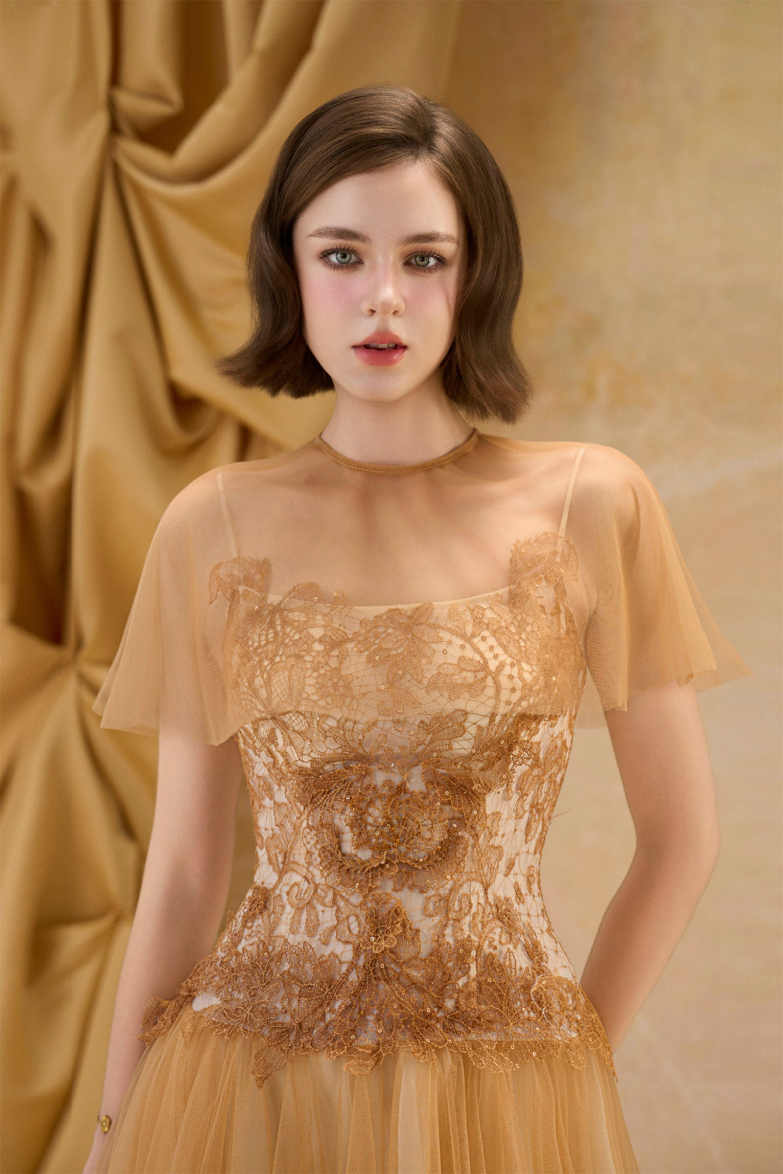 Claire Illusion Embroidery Midi Dress