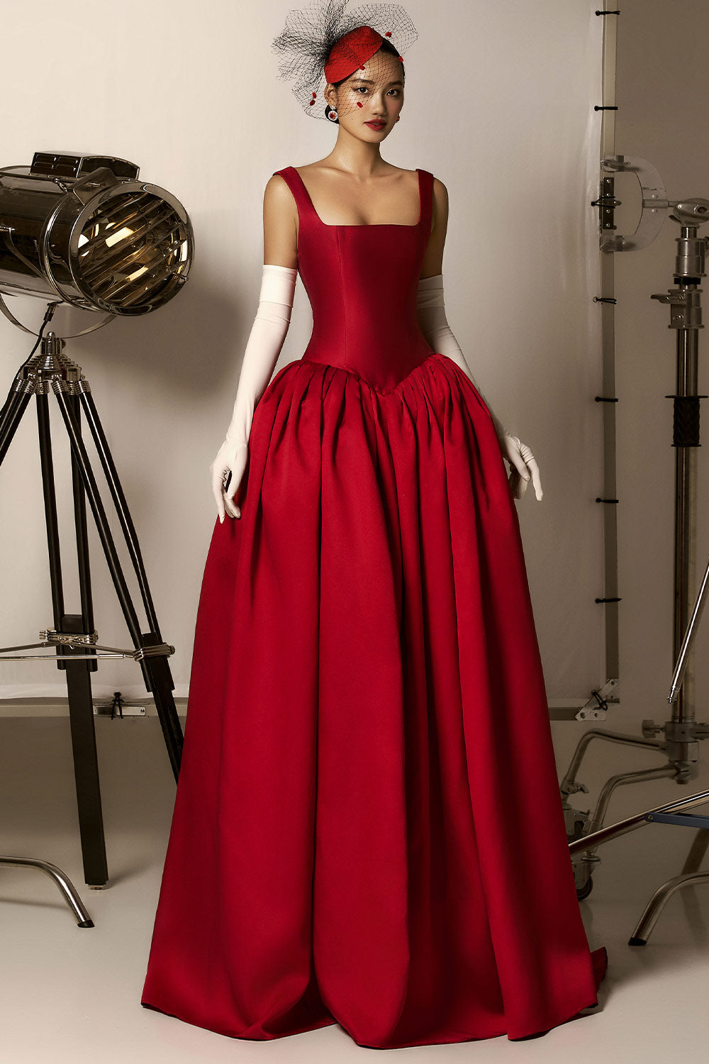 Women's Raelynn Ball Gown Loose Strap Taffeta Maxi Dress XS/S/M/L Carmine Red MEAN BLVD Women's Raelynn Ball Gown Loose Strap Taffeta Maxi Dress XS/S/M/L Carmine Red MEAN BLVD
