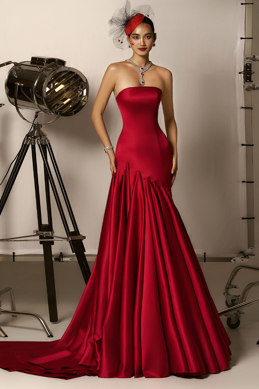 Women's Juniper Mermaid Straight Across Neck Silk Maxi Dress XS/S/M/L Carmine Red MEAN BLVD Women's Juniper Mermaid Straight Across Neck Silk Maxi Dress XS/S/M/L Carmine Red MEAN BLVD