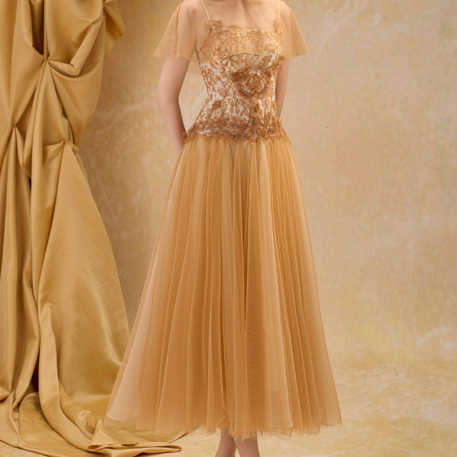 Claire Illusion Embroidery Midi Dress