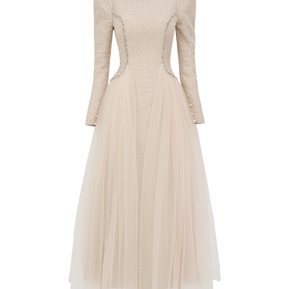 Cardenas A-line Puffy Sleeved Polyester Ankle Length Dress