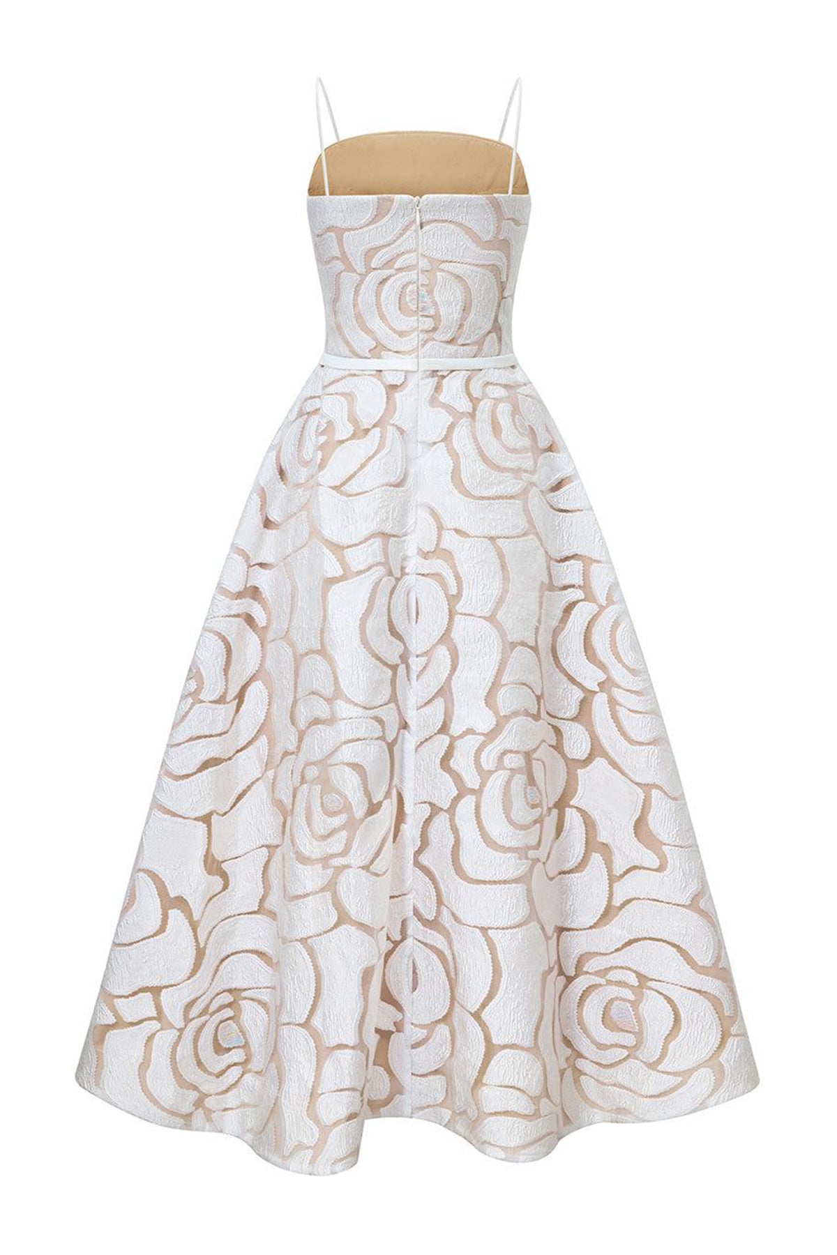Grandeur A-line Spaghetti Strap Lace Calf Length Dress