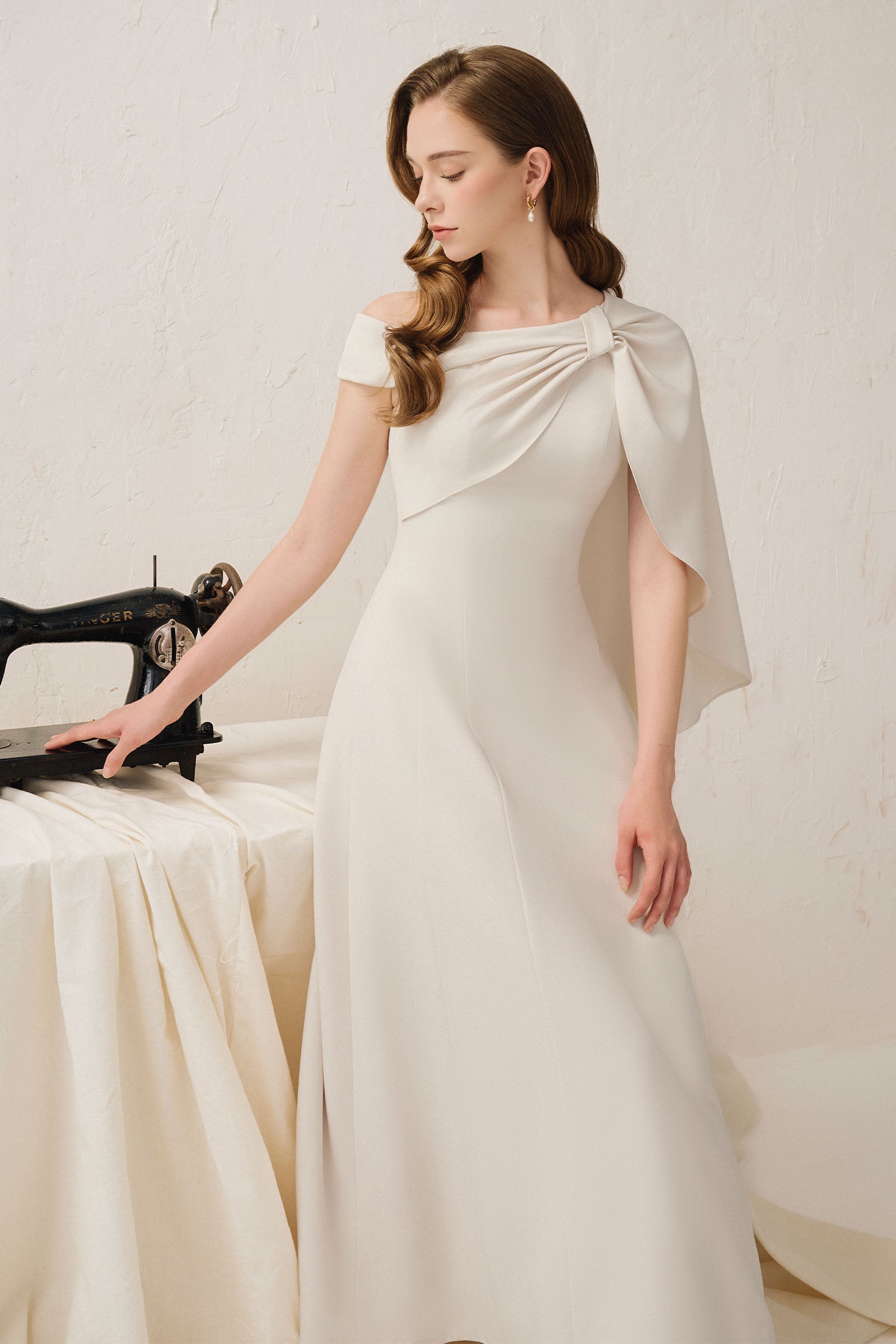 Cicely Asymmetric Neck Midi Dress