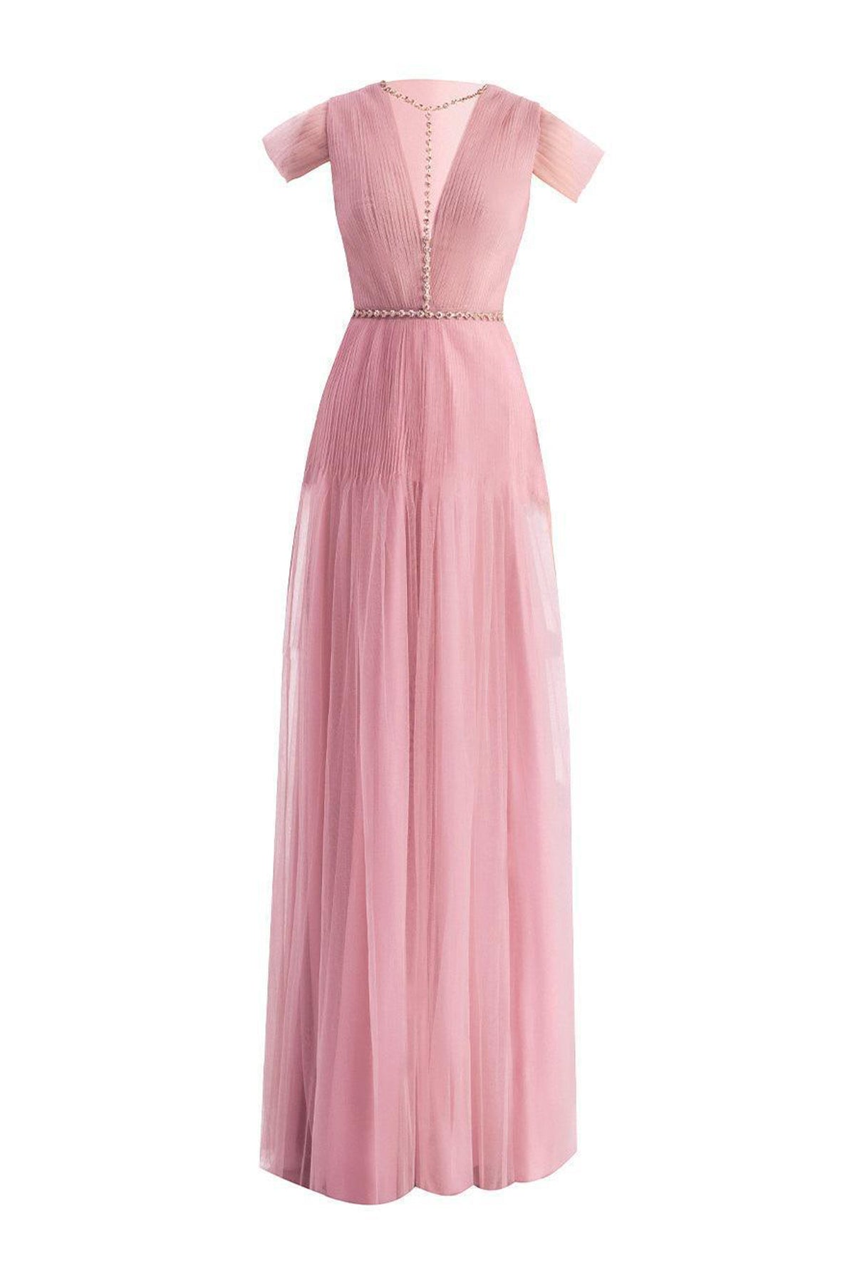 Calla A-line Pleated Chest Organza Floor Length Dress