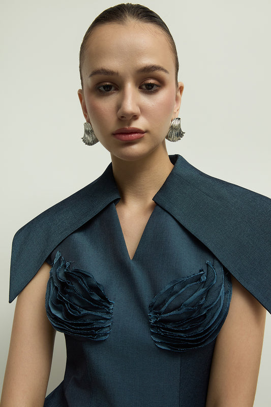 Zelie Cape Sleeve Applique Jumpsuit