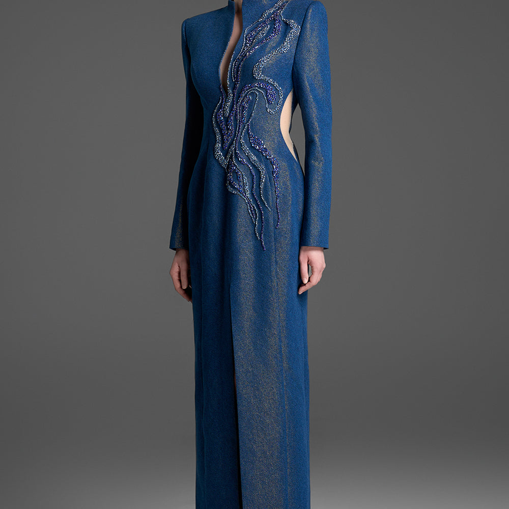 Saga Notch Neck Bead Maxi Dress