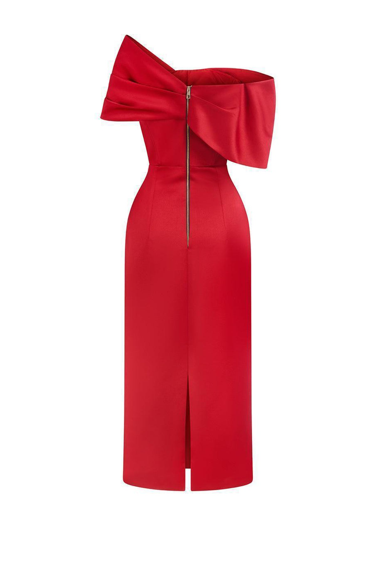 Grace Sheath Off-Shoulder Taffeta Midi Dress