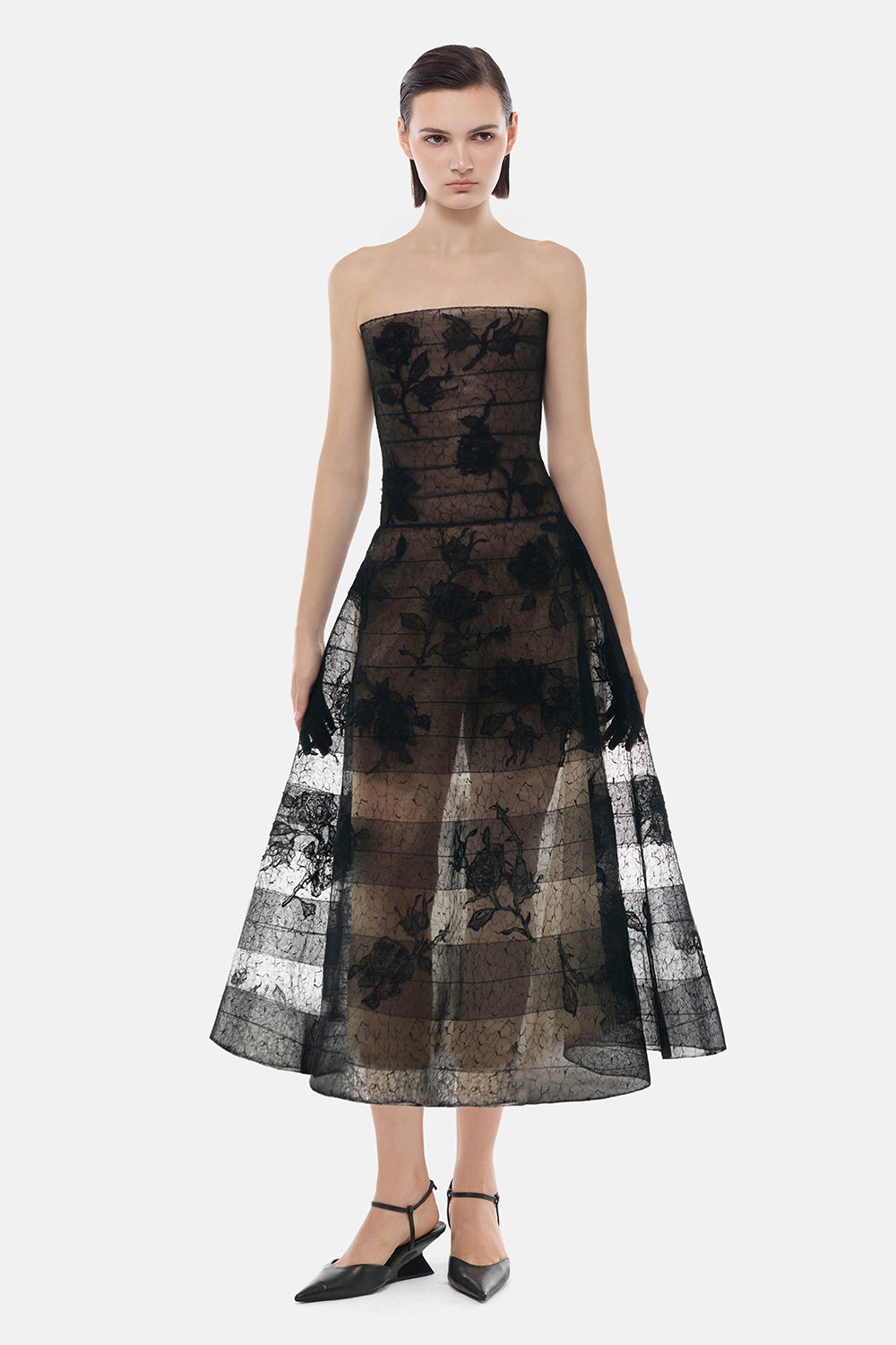 Swan Straight Across Midi Dress