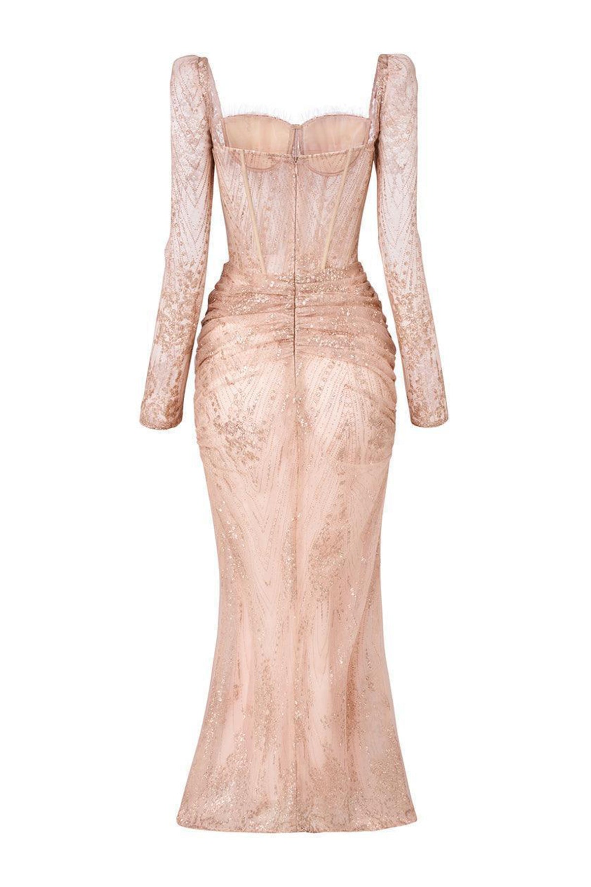 Glamour Trumpet Semi-Heart Neck Tulle Midi Dress