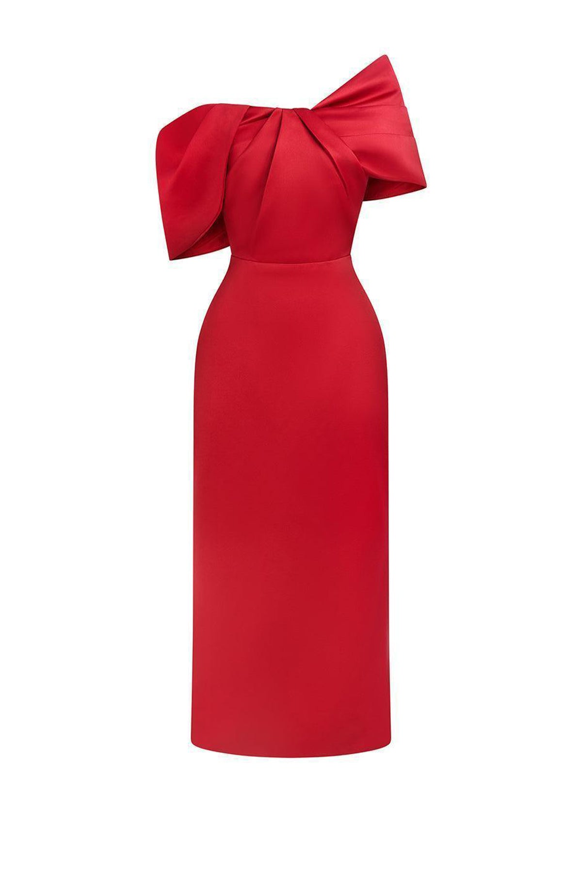 Grace Sheath Off-Shoulder Taffeta Midi Dress