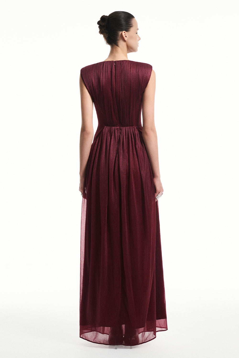 Iris Boat Neck Pleated Maxi Dress