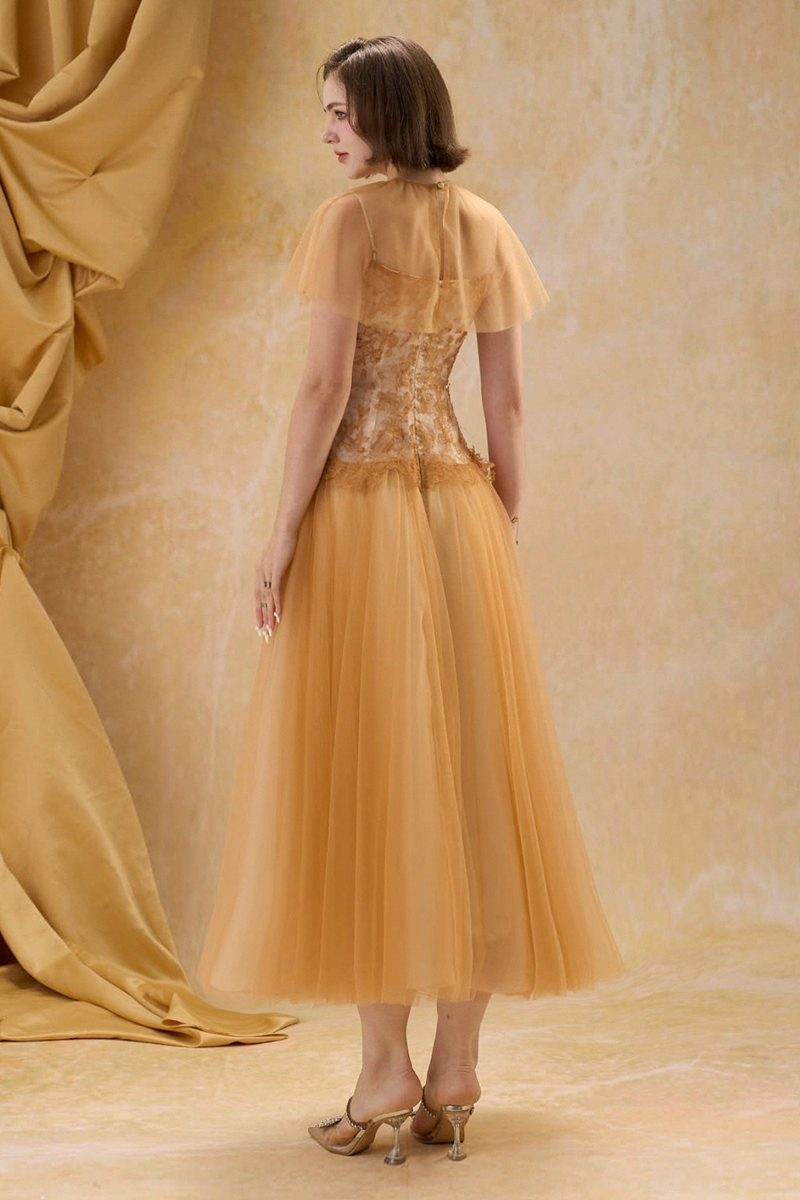 Claire Illusion Embroidery Midi Dress